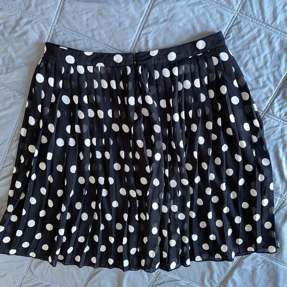 Black & White Pleated Polka Dot Women's Mini Skirt Downeast Large - Picture 5 of 10